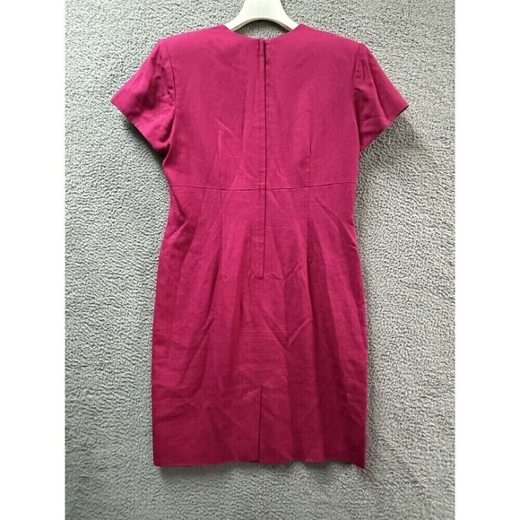 Casual Corner Dress womens 14 Pink Linen Blend Short Sleeve Lined Breathable USA - Picture 2 of 14